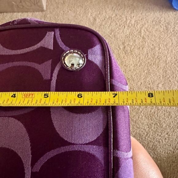 Coach Signature Purple Jacquard Shoulder Bag Tote – Leather Trim, Size: Large - Picture 8 of 12
